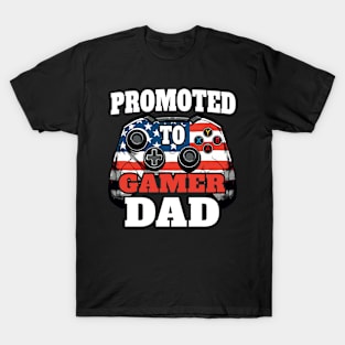 Promoted to Gamer Dad: American Flag Controller T-Shirt